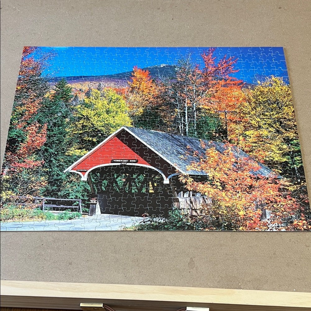 Scenic Autumn Covered Bridge Puzzle
